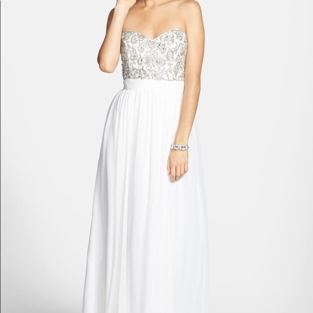 Sean Collection Beaded Bodice Silk Gown